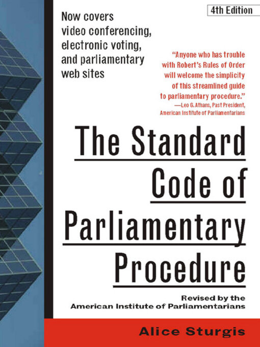 Title details for The Standard Code of Parliamentary Procedure by Alice Sturgis - Available